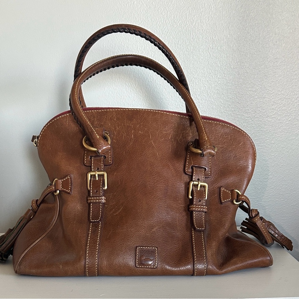 Dooney & Bourke Florentine Leather Domed Satchel Chestnut